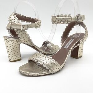 Tabitha Simmons Leticia Block Heel Sandals 37.5 Minimal Bridal Evening‎ Classic